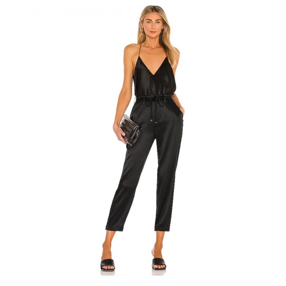 CAMI NYC Alex Crop SILK Blend PANTS Size small Black Belted Elastic Waist - Picture 1 of 6